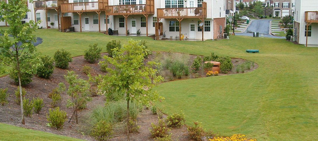 photo: a beautifully restored outdoor pond near housing 